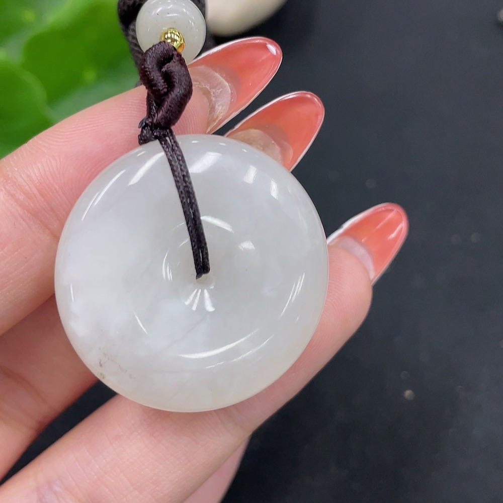 H34027337 Hetian Jade Pendant, Peace Buckle with Non-Hetian Jade Beads