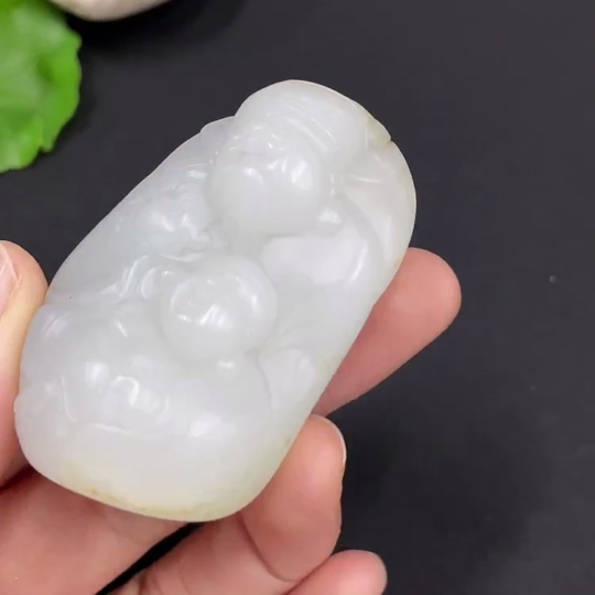 H29324218 Hetian Jade Pendant Wealth (Undetermined skin color origin, Total weight about 63.7g)