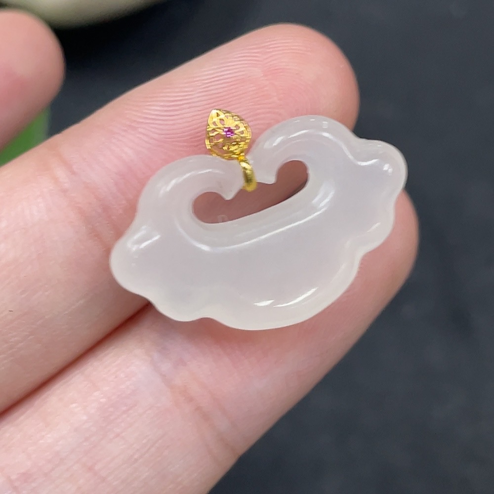 H36259531 Hetian Jade Pendant Ruyi 18k Gold Total Weight Approx. 2.7g