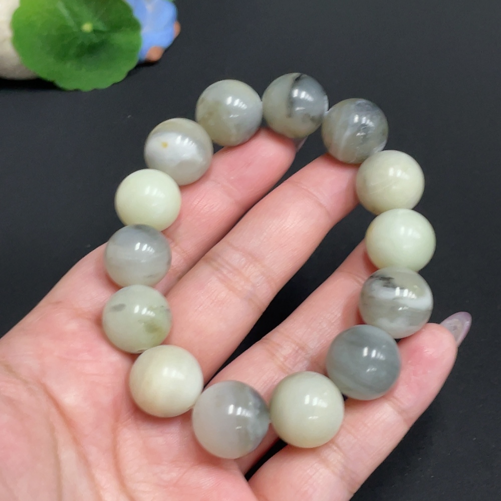 H33881729 Hetian Jade Bracelet, Approx. 14.9mm, Containing Other Mineral Components, Total Weight Approx. 77.1g