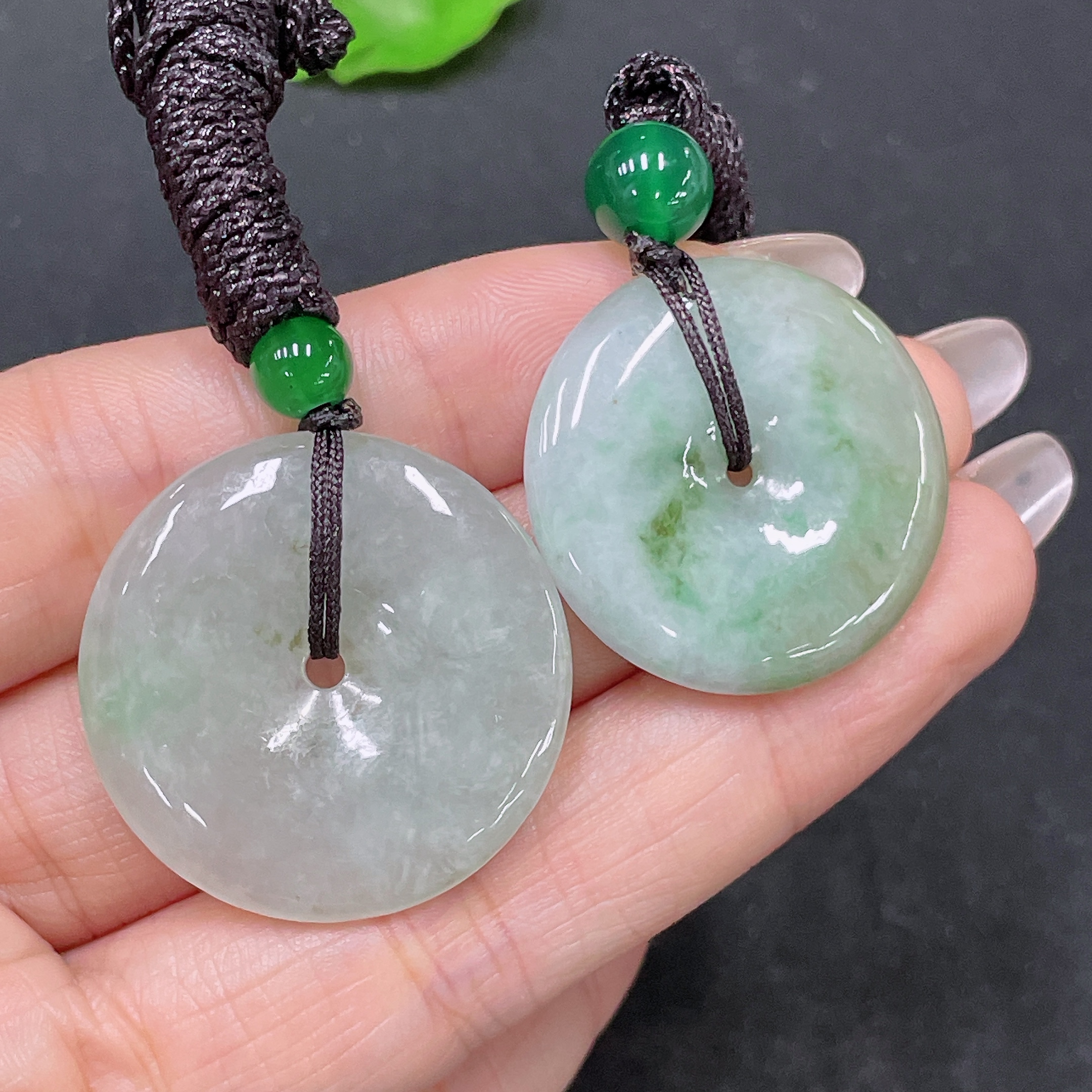 F35157743 Jadeite Pendant Peace Buckle Sell as a Lot Matching Beads Non-A