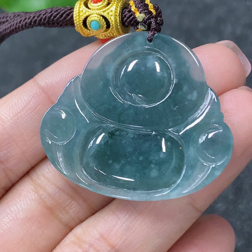F34030149 Jadeite Buddha Pendant with Non-Gold Rope, Total Weight Approx. 13.2g