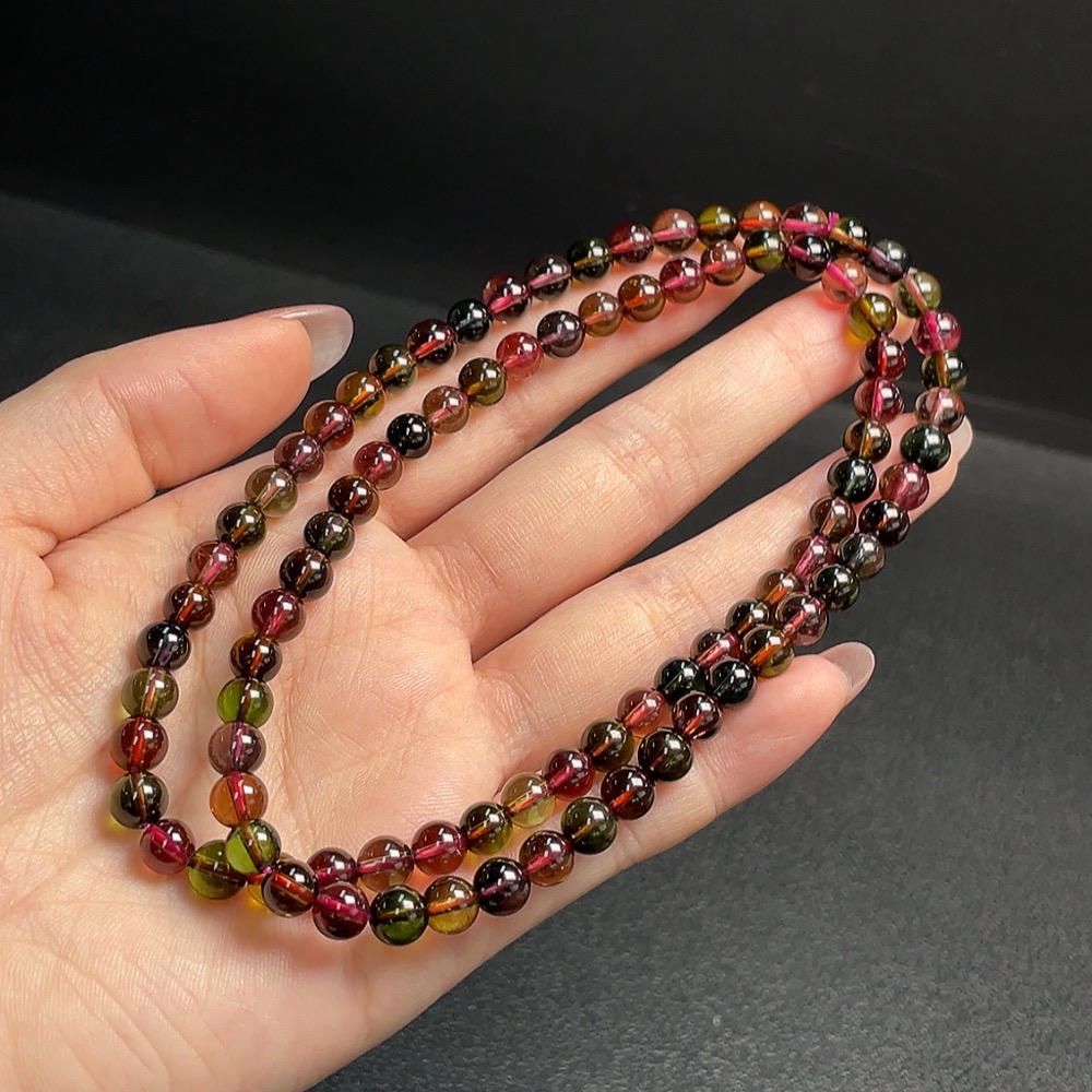 C30511386 Tourmaline Bead Strand Approximately 5.8mm Total Weight About 33.26g Containing Other Mineral Components Visible Organic Matter