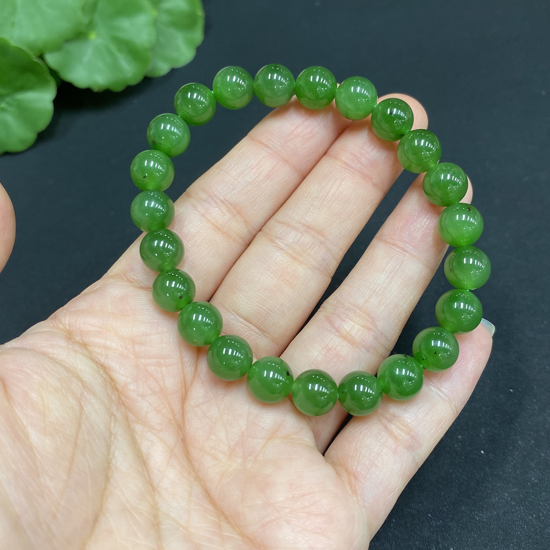 H34014840 Hetian Jade Jasper Bracelet Approx. 7.7 mm Total Weight Approx. 18.2g