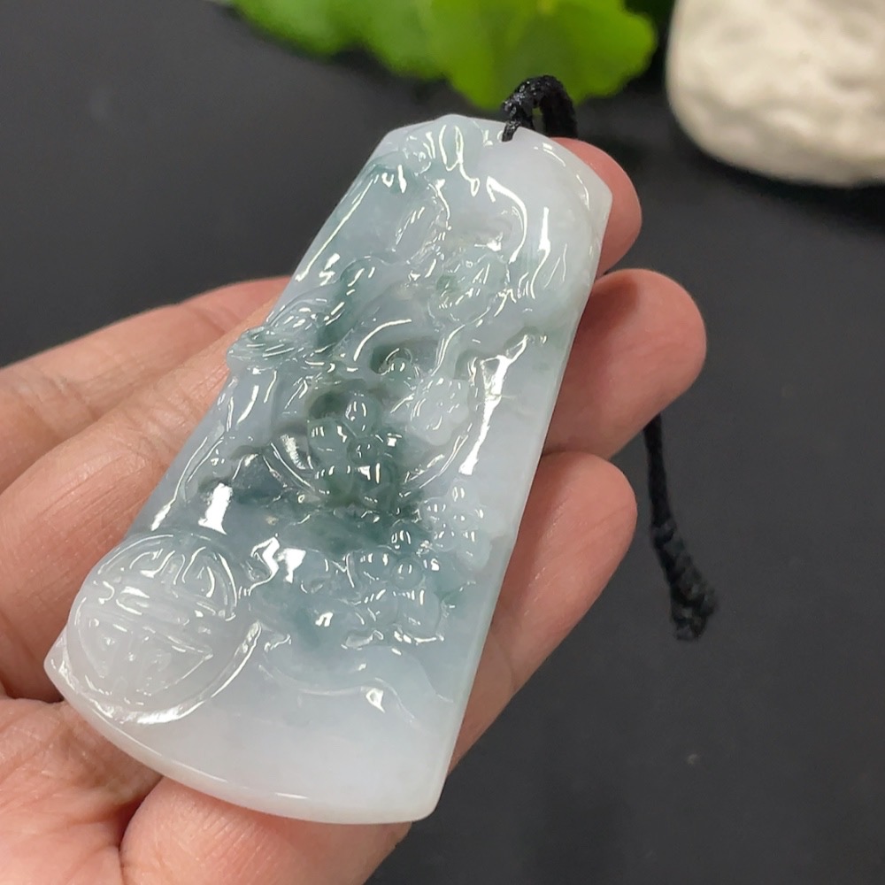 F31632162 JadeiteMagpie on Plum Branch Pendant