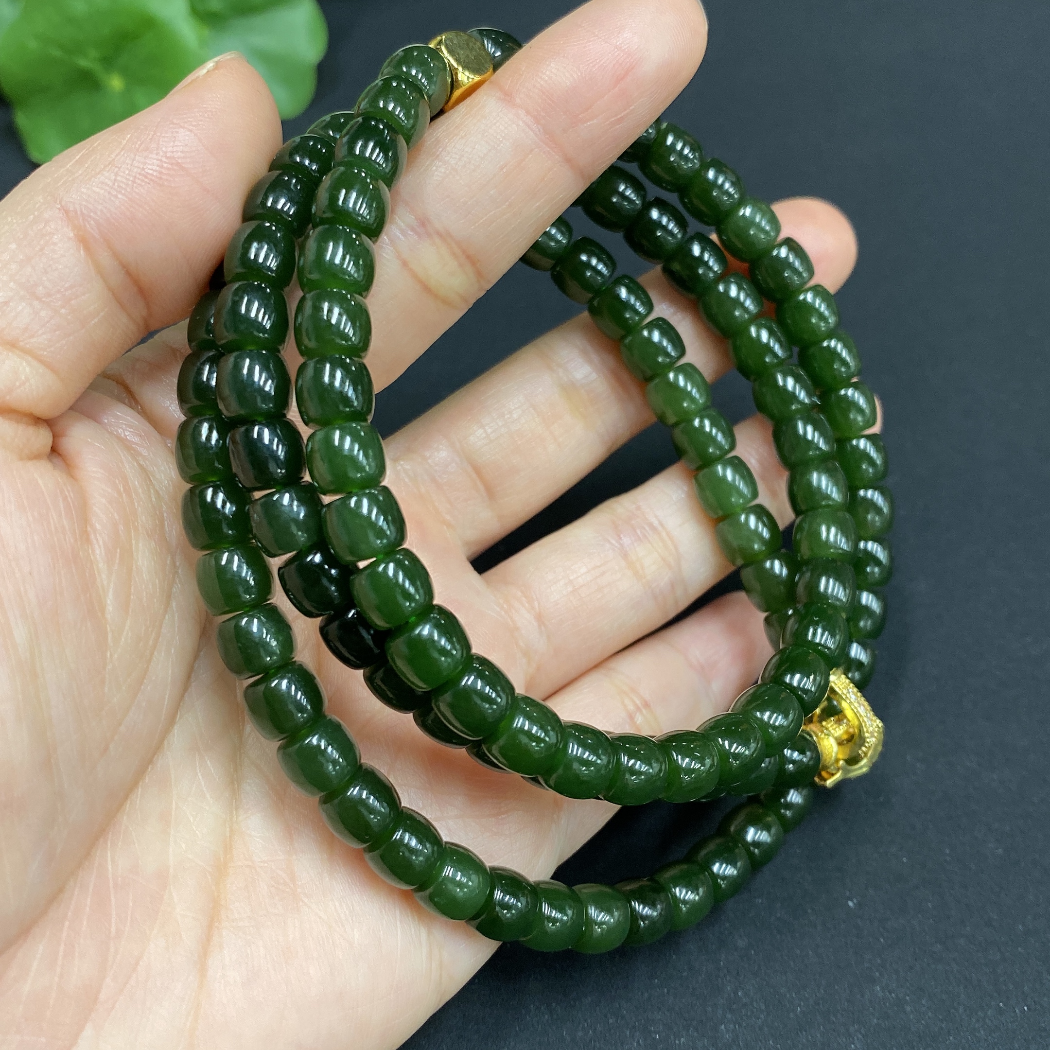 H32771209 Hetian Jade Bead Necklace, Approx. 6.8mm, Non-Gold-Inlaid, Total Weight Approx. 63.1g