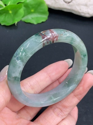 F41937098 翡翠正圈手镯 货品总重约53.52g 修补 圈口54