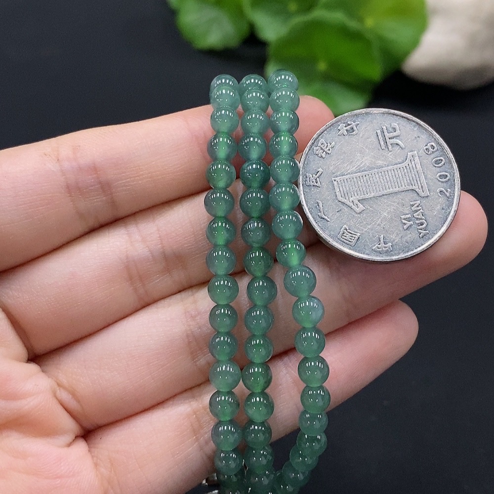 F35091135 Jadeite Beads Strand Size Approx. 4.7mm Total Weight Approx. 22.6g (Non-Gold Inlaid)