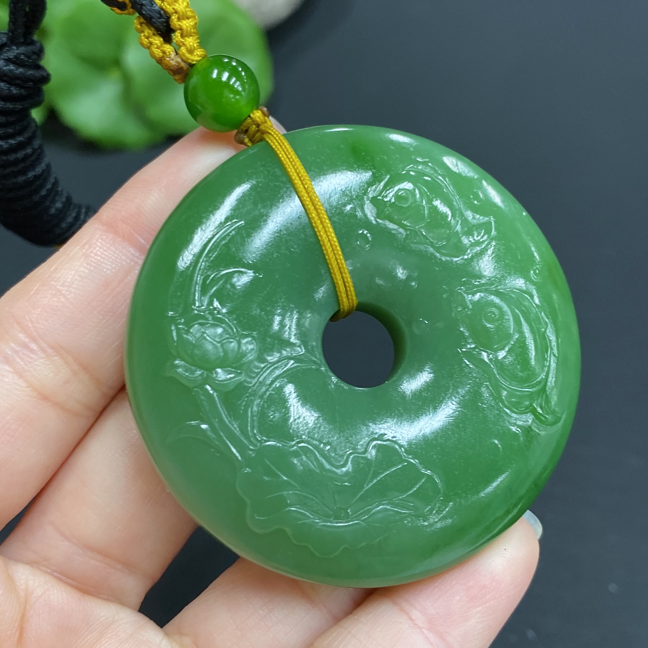 H27125859 Hetian Jade Pendant - Lotus and Fish Peace Buckle