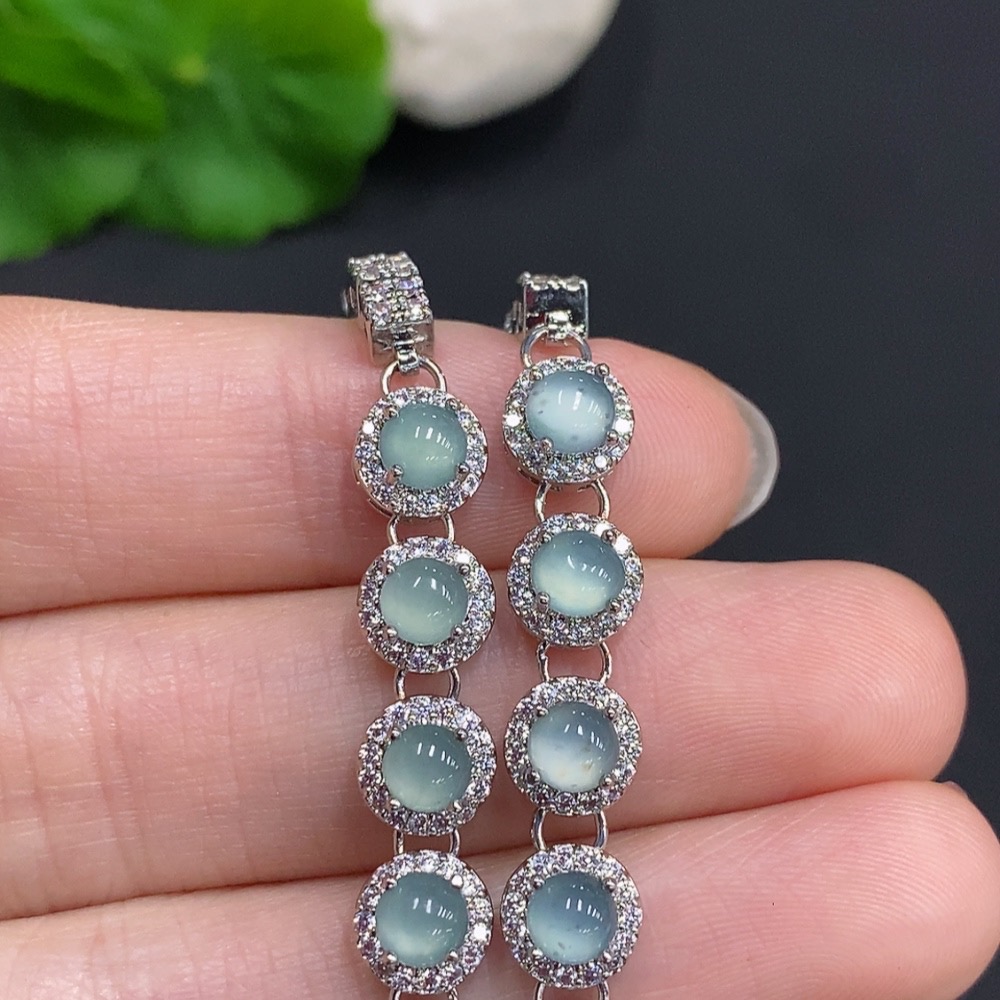 F35160661 Jadeite Cabochon Inlaid Bracelet Sell as a Lot Total Weight Approx. 15.91g