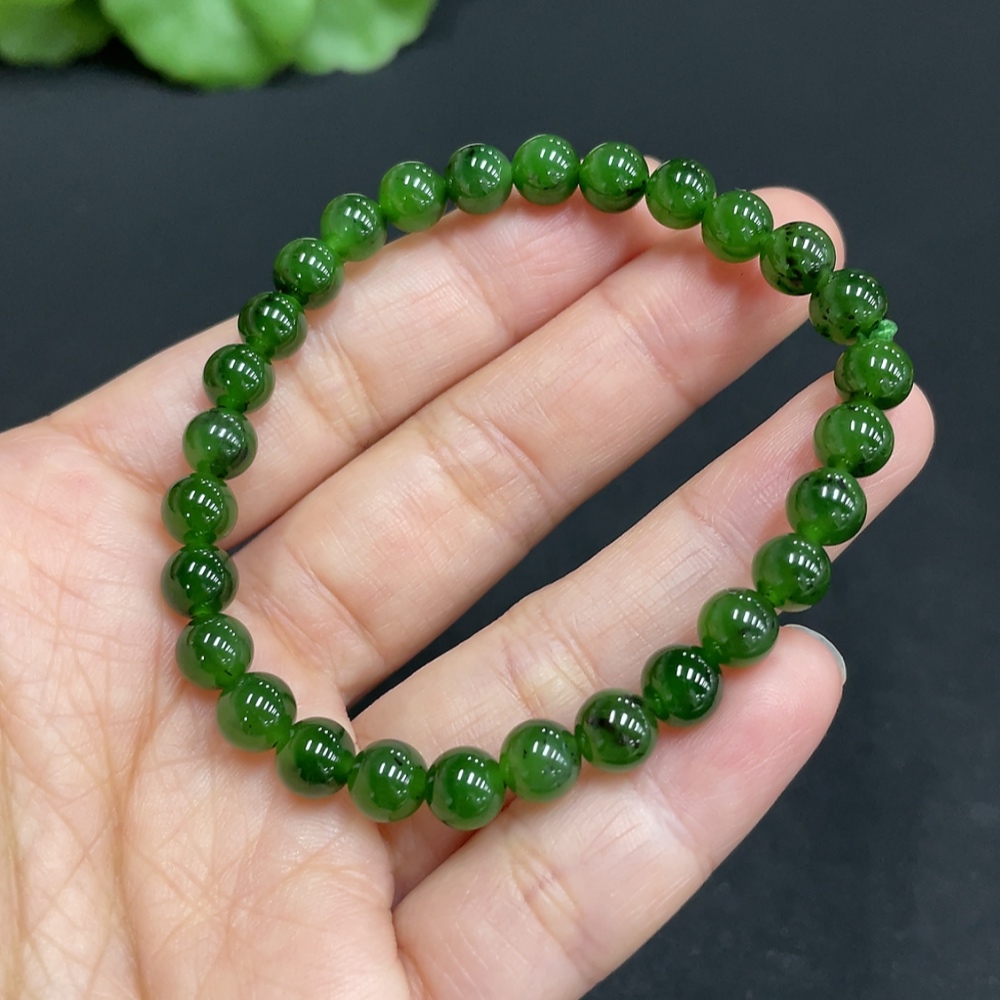 H34072834 Hetian Jade Bracelet, about 6mm, total weight about 9.8g