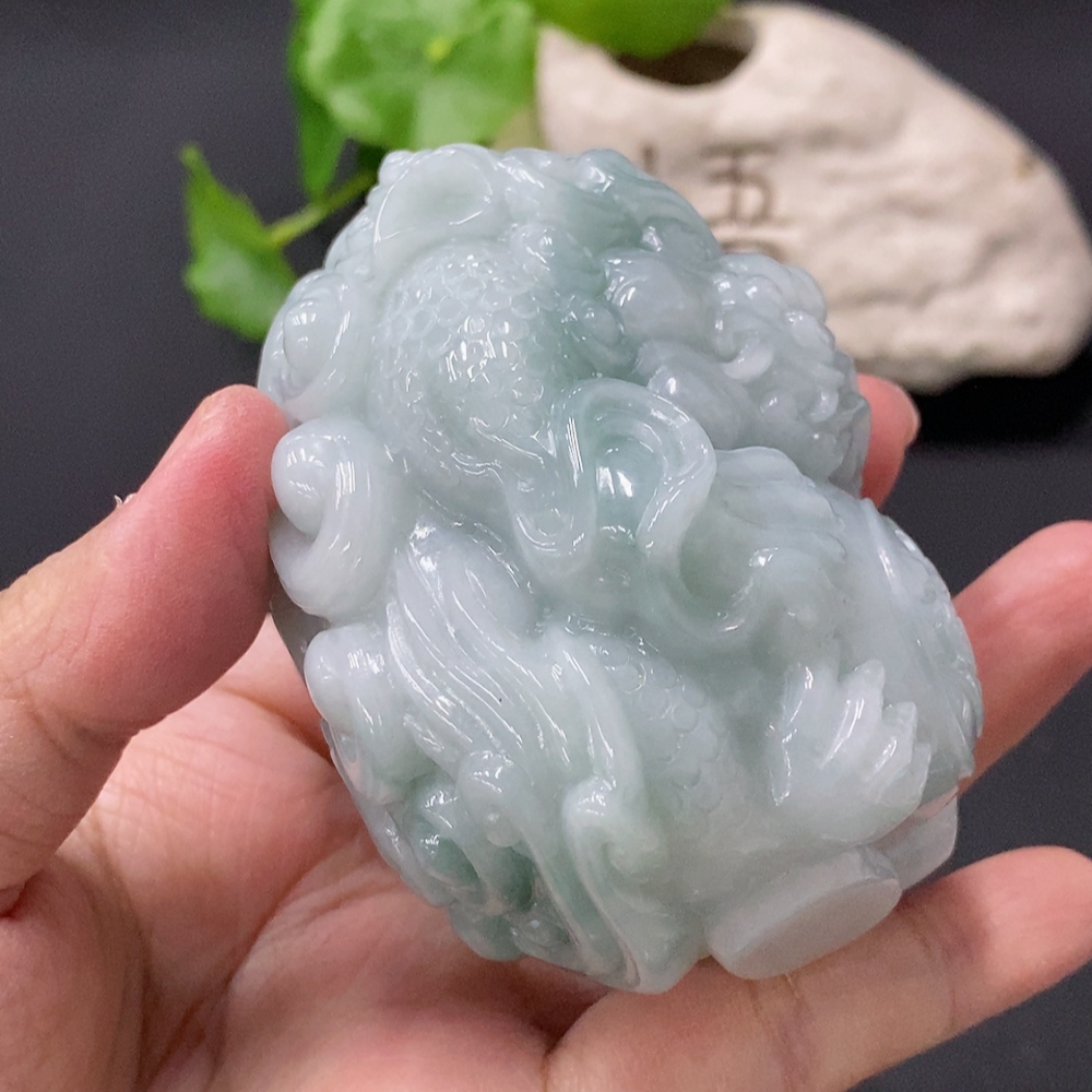 F35146029 Jadeite Stone Lion Ornament Total Weight Approx. 405.6g