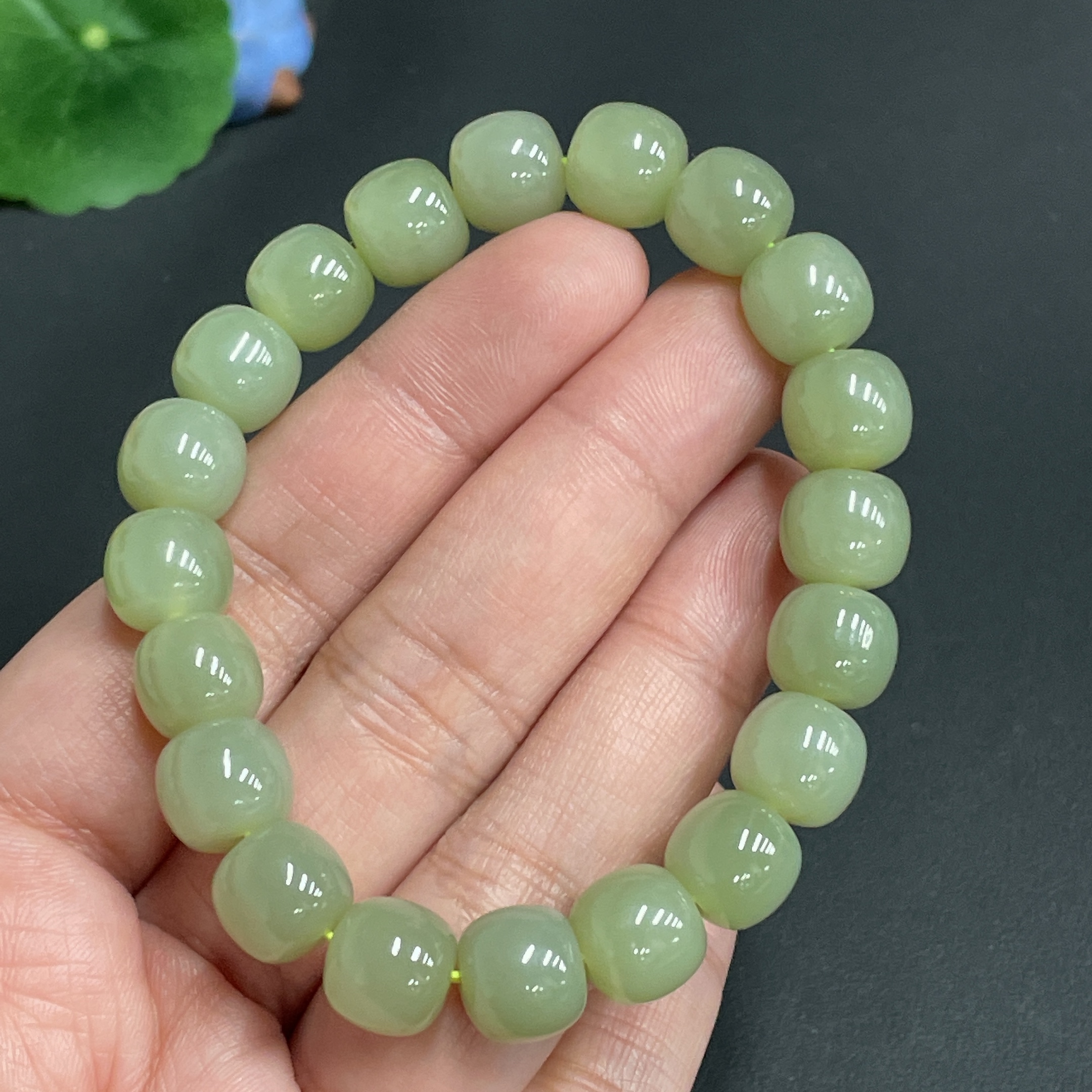 H23649088 Hetian Jade Bracelet, about 10mm, total weight about 33.8g