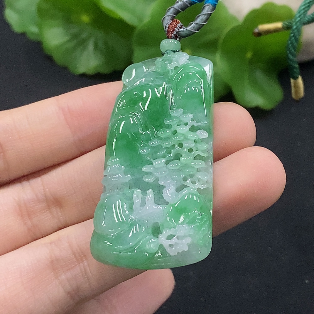 F35133279 Jadeite Pendant Landscape with Cord Total Weight Approx. 16.72g