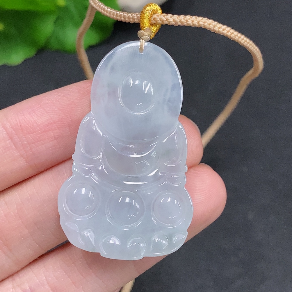 F35078161 Jadeite Guanyin Pendant, total weight including cord approximately 11.6g