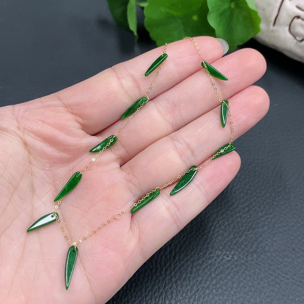 F22482758 Jadeite inlaid anklet, main chain 18k, total weight approx. 1.72g