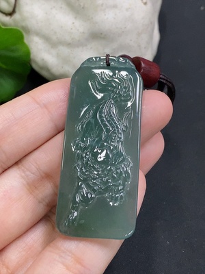F34050725 Jadeite Lion Pendant Total Weight Including Rope Approx. 14.3g
