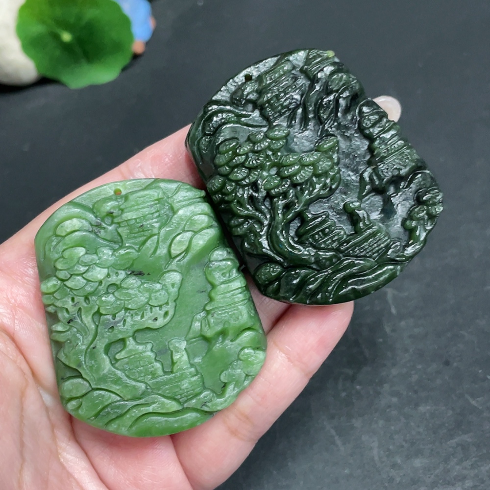 H30524679 Hetian Jade Pendant Landscape Total Weight Approx. 107.7g