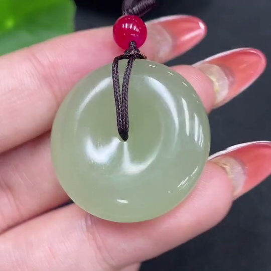 H34027904 Hetian Jade Pendant   Peace Button   Total Weight: Approx. 11.6g