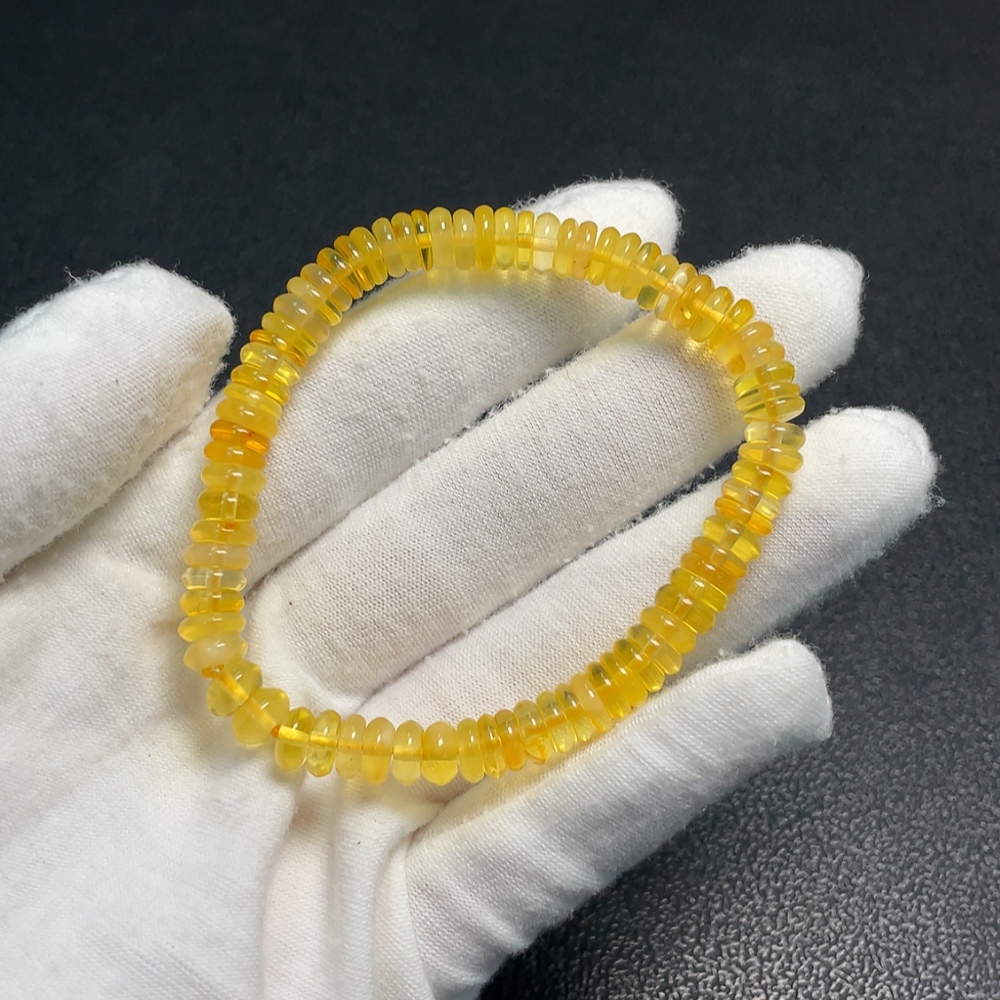 C34009394 Amber Beeswax Bracelet Total Weight Approx. 5.69g Size About 6.8mm