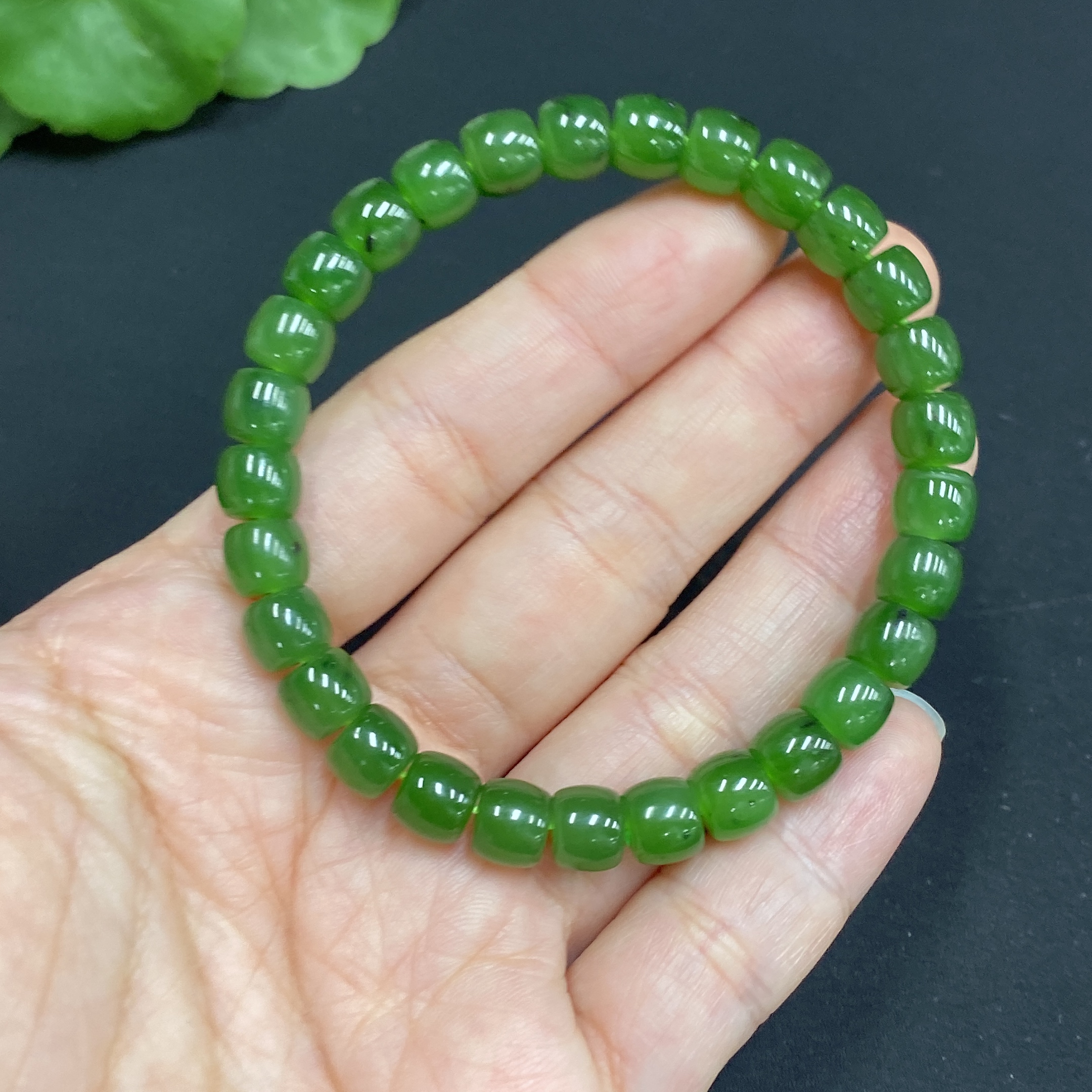 H34985301 Hetian Jade Jasper Bracelet Approx. 6.7mm Total Weight About 16.2g
