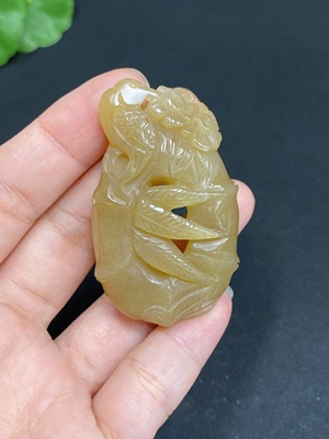 H34014808 Hetian Jade Pendant - Bamboo Announcing Peace, Total Weight Approx. 24.8g