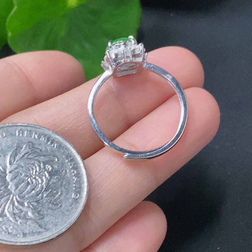 F31593646 Jadeite Inlaid Ring Non-Gold Adjustable Total Weight Approx. 1.97g