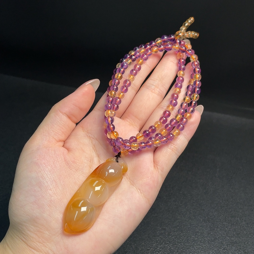 C34993084 Crystal Bead Necklace with Visible Organic Matter, Consider Non-Natural Accent Stones, Total Weight Approx. 39.72g, Size 5mm