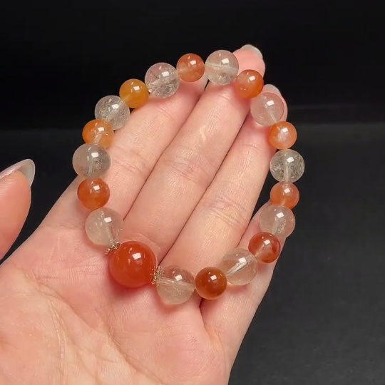 C30445422 Crystal Bracelet with Visible Organic Matter, Total Weight Approx. 25.51g, Size 8.2-12mm, Non-Gold