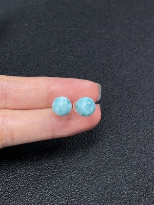C34039662 18K Larimar Earrings, Total Weight Approx. 1.7g, Stone Size 7.8mm