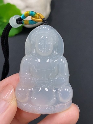 F28295243 Jadeite Guanyin Pendant Total Weight Approx. 18.4g (Including Rope Weight)