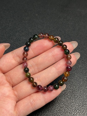 C34991664 Tourmaline Bracelet with Visible Organic Matter, Total Weight Approx. 7.5g, Stone Size About 5.4mm