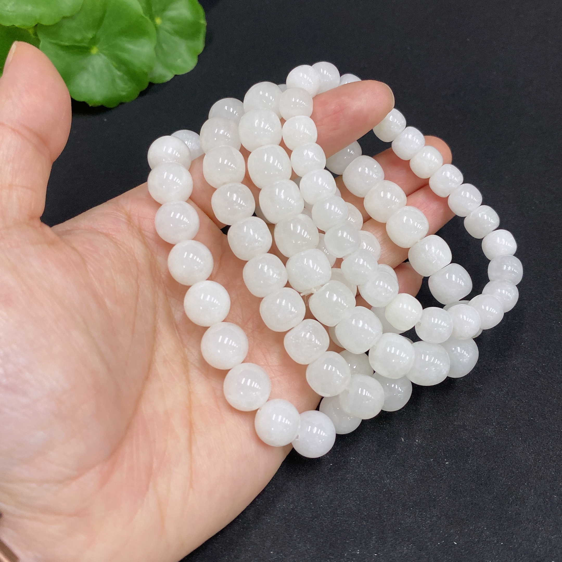 H34014415 Hetian Jade Bracelet, Max. Bead Size Approx. 9.6mm, Total Weight Approx. 113.3g, Containing Other Mineral Components