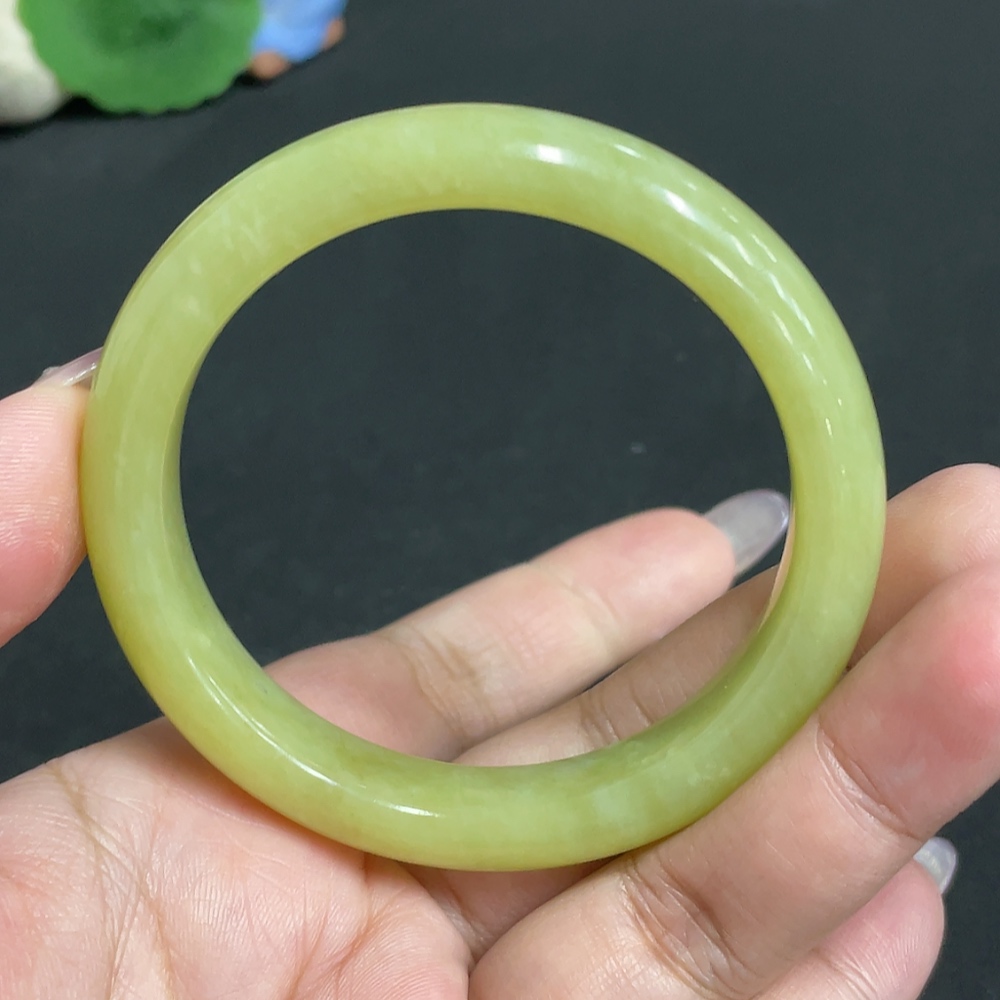 H34956808 Hetian Jade Round Bracelet Size 54.2 Total Weight Approx. 44.6g