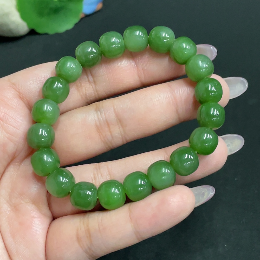 H34956184 Hetian Jade Bracelet, Approx. 9.4 mm, Total Weight Approx. 31.2g