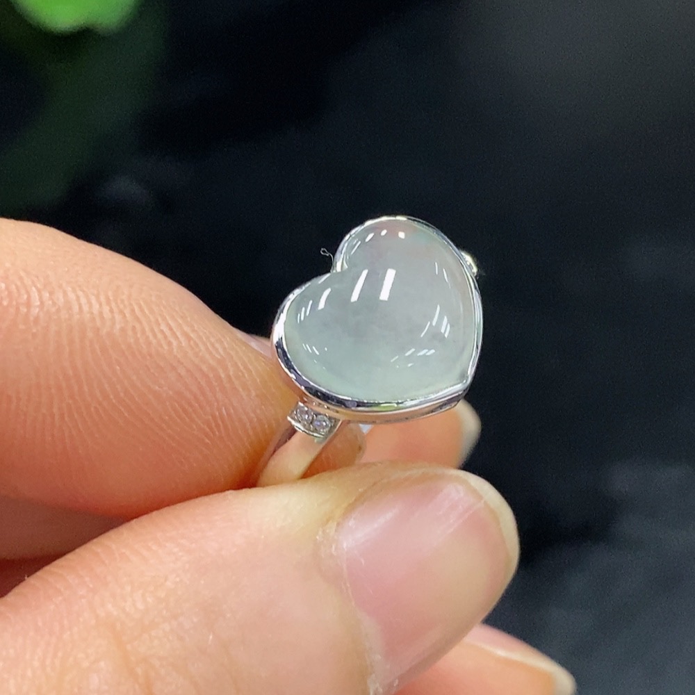 F27067568 Jadeite Inlaid Ring 18k Gold Size 14 Total Weight Approx. 2.7g