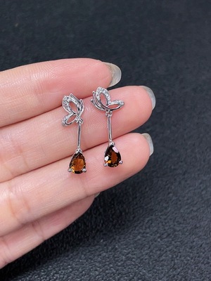 C34007871 Tourmaline earrings non-gold total weight about 2.1g stone size approx.4.5mm