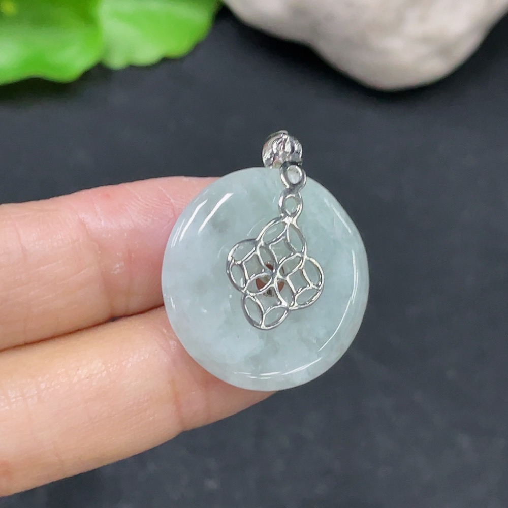 F31638428 JadeitePeace Button Pendant Non-Gold-Inlaid Total Weight Approx. 4.2g