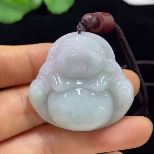 F34044221 Jadeite Buddha Pendant Total Weight Approx. 25.64g (Including Rope Weight)