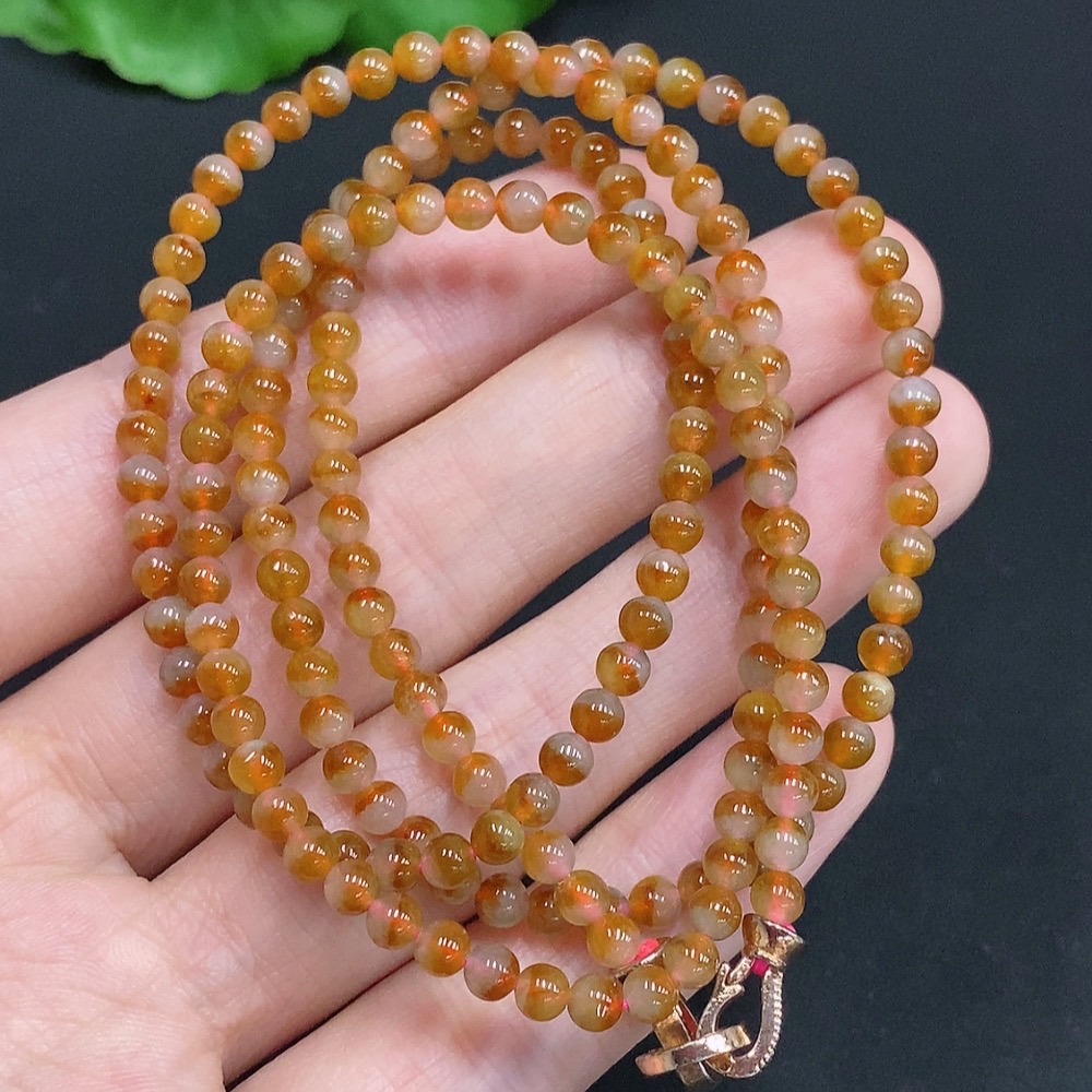 F30554834 Jadeite Bead Necklace Non-Gold Setting Approx. 3.6mm Total Weight About 17.3g Color Origin Undetermined