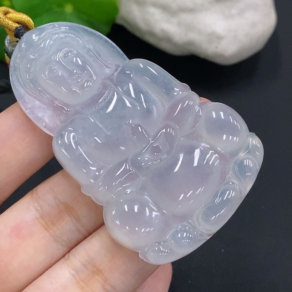 F28232252 Jadeite Guanyin Pendant (Total Weight with Rope: Approx. 31g)