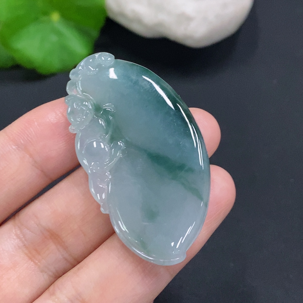 F30451047 Jadeite Fu Gua Pendant, Total Weight Approx. 14g