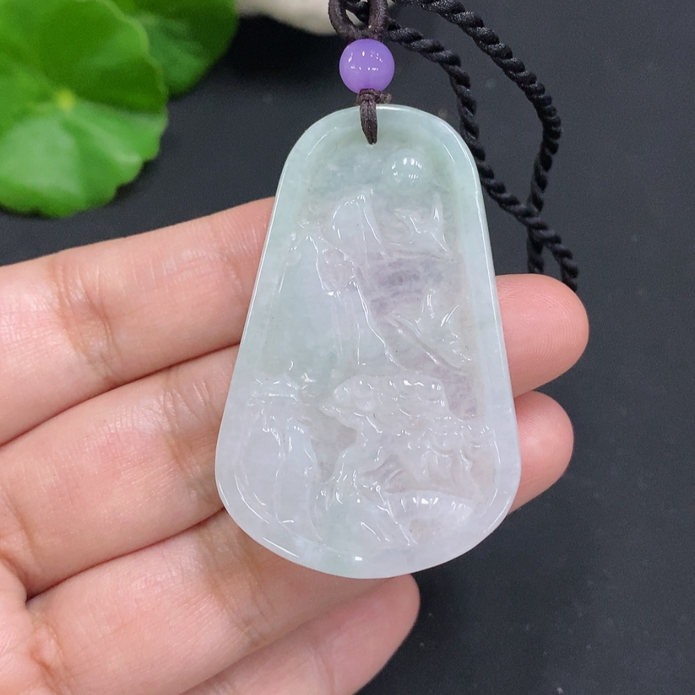F32741274 JadeiteLandscape Pendant, Total Weight with Rope Approx. 15.3g