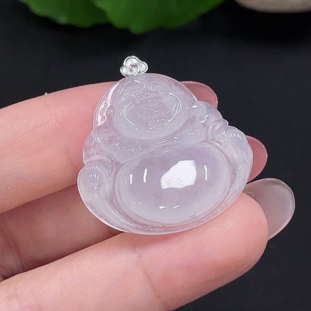 F34981854 Jadeite Buddha Pendant with 18K Gold, Total Weight Approx. 6.2g