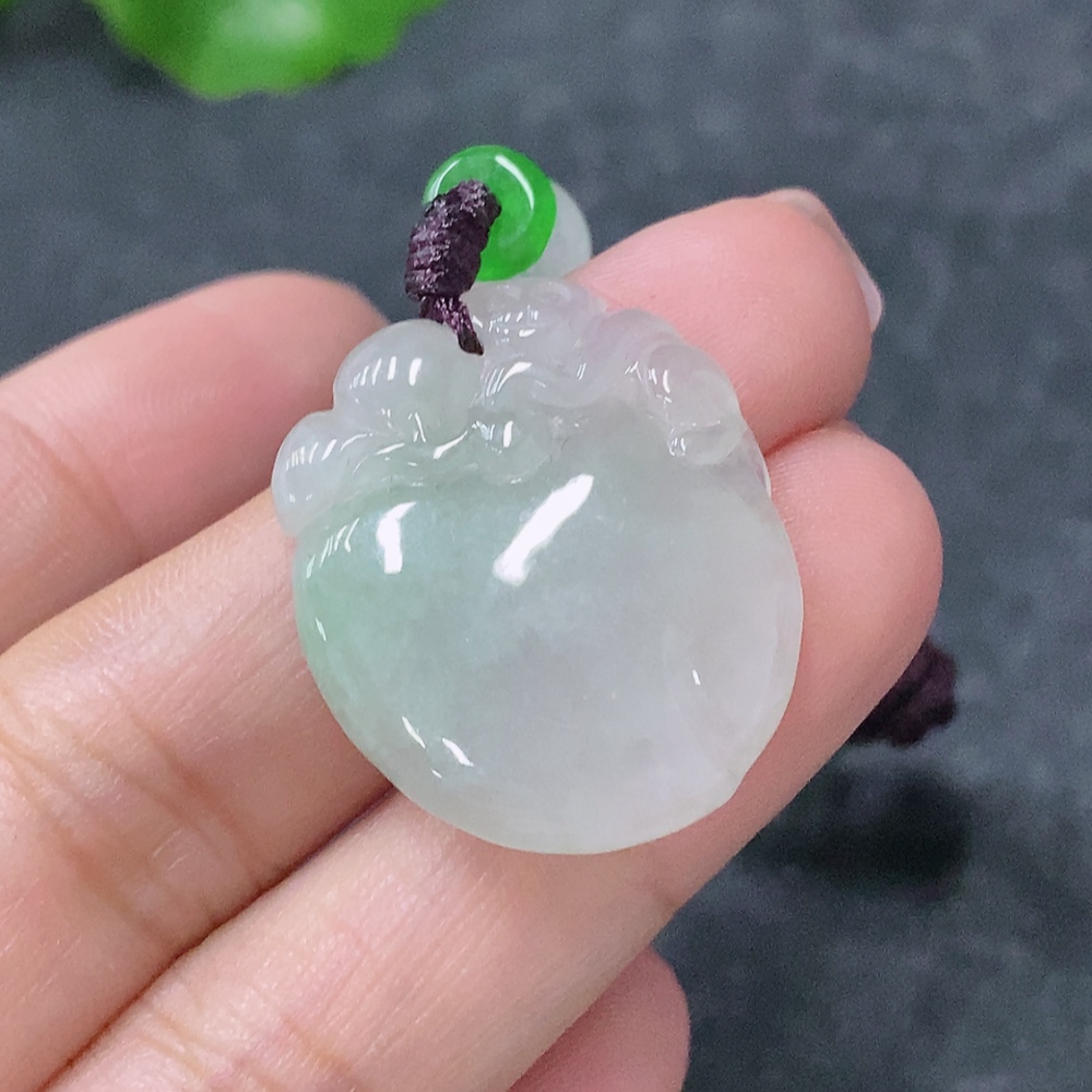 F34977233 Jadeite Pendant Fu Gua Total Weight Approx. 8.92g Including Rope With Non-A Beads