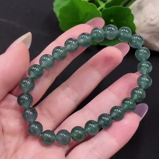 F34012355 Jadeite Beads Bracelet Approx. 8.1mm Total Weight About 21.2g