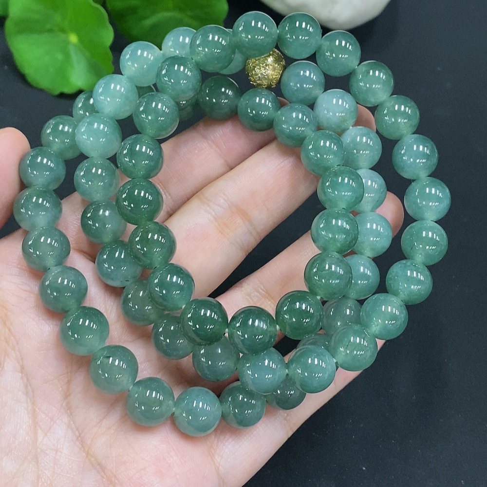 F31685384 Jadeite Bead Necklace Approx. 10.3mm Non-Gold Total Weight Approx. 124.3g