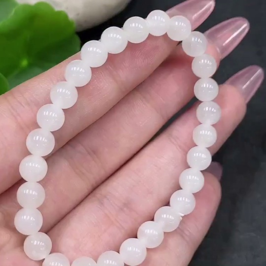 H33897803 Hetian Jade Bracelet, Approx. 6.1mm, Total Weight Approx. 9.4g, Contains Other Mineral Components