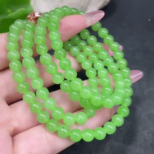 H33885659 Hetian Jade Bead Necklace Approx.5.7mm Non-Gold Total Weight Approx.39.1g