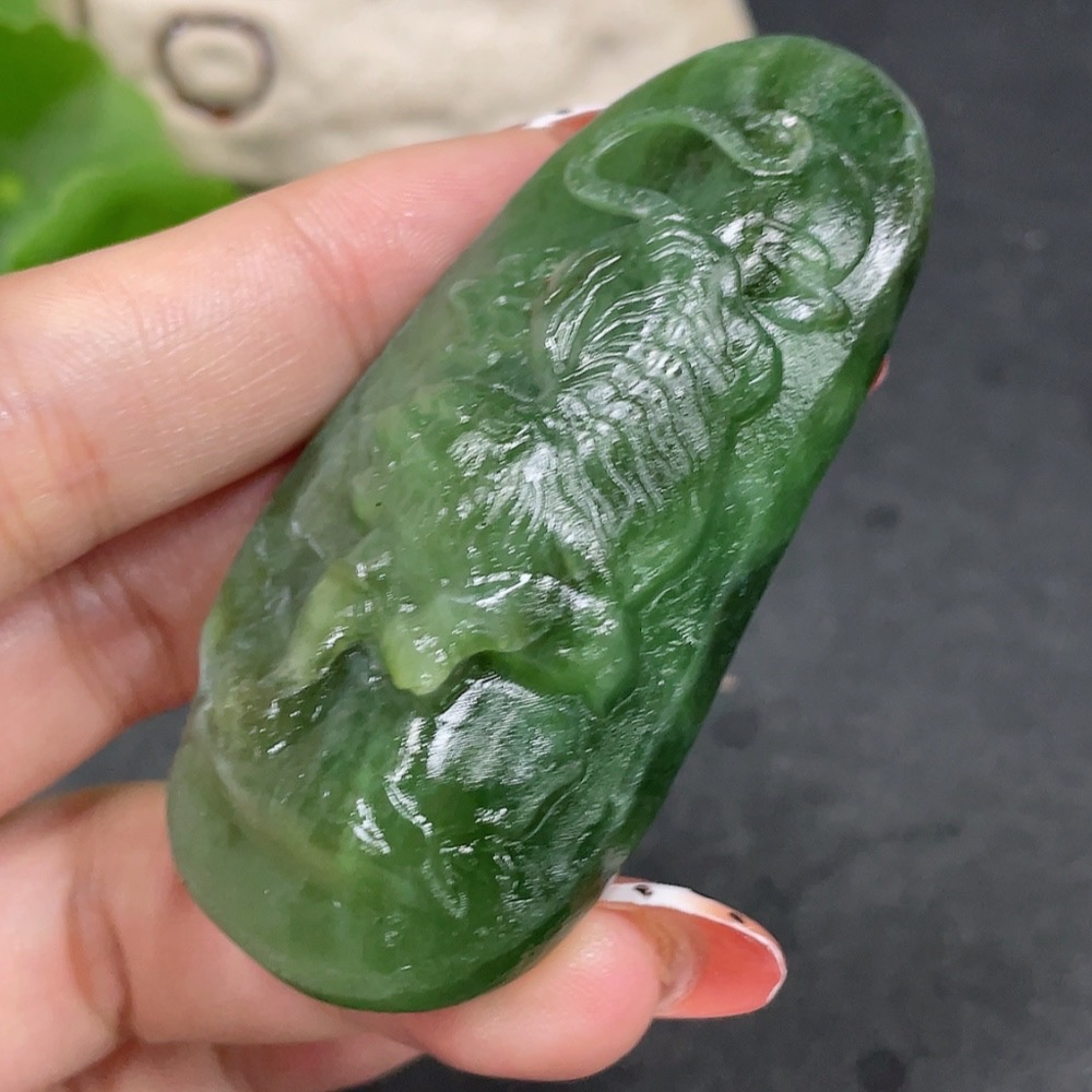 H34961122 Hetian Jade Jasper Pendant - Descending Tiger, Total Weight Approx. 46.4g